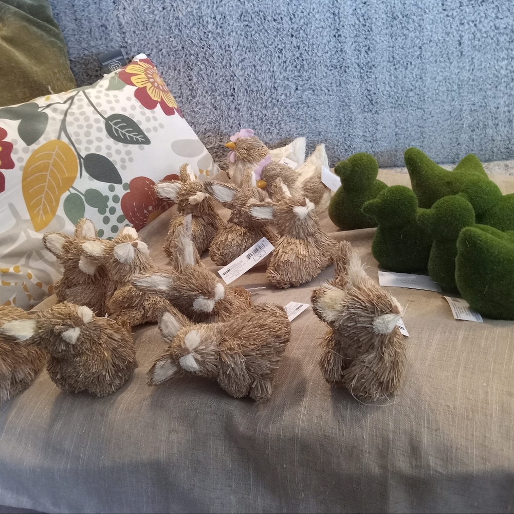 Decorative wicker bunnies, chick's, and ducks